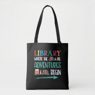 Tote Bag Library Adventure Librarian Book Reader