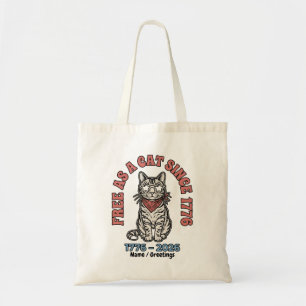 Tote Bag Libre Comme un Chat Depuis 1776 Chat Patriotique 4