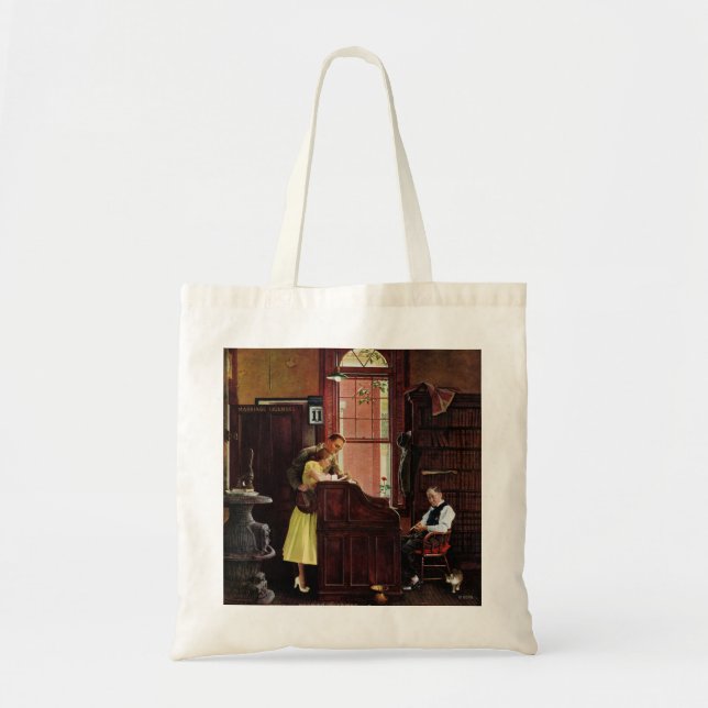 Tote Bag Licence de mariage par Norman Rockwell (Devant)