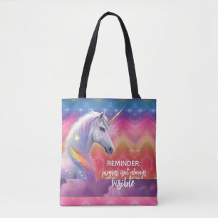 Tote Bag Licorne Arc-en-Ciel de Progrès Pas Toujours Visibl