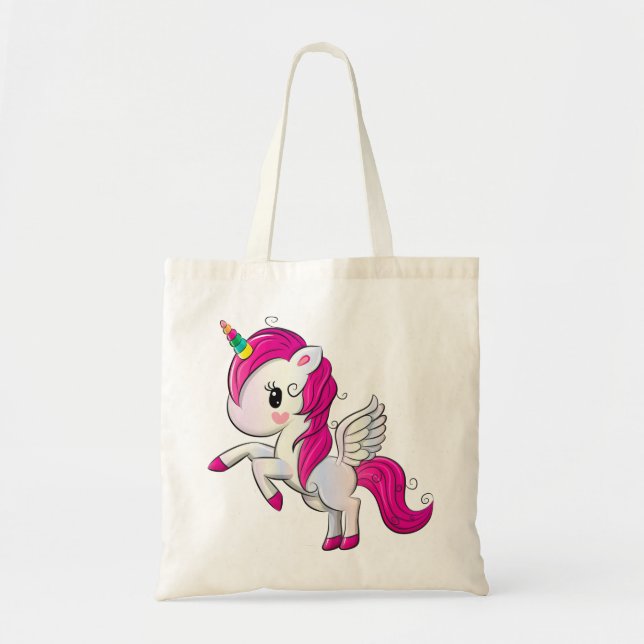 Tote Bag licorne arc-en-ciel mignonne (Devant)