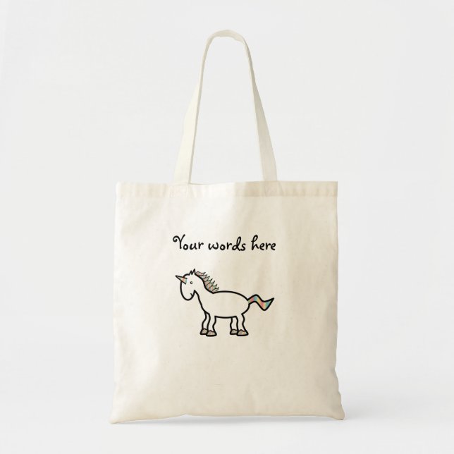 Tote Bag Licorne blanche d'arc-en-ciel (Devant)