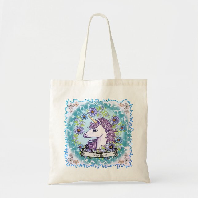 Tote Bag Licorne Bleue Daisy  (Devant)
