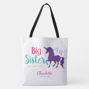 Tote Bag Licorne colorée Personalzied de grande soeur