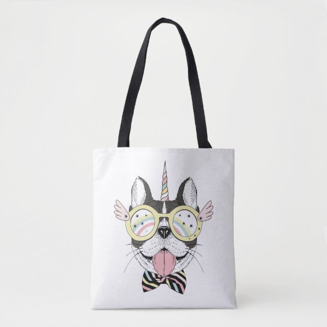 Tote Bag Licorne de bouledogue français (Devant)