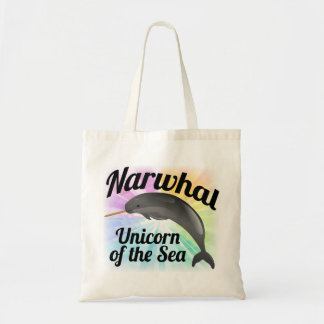 Tote Bag Licorne de Narwhal de la mer, arc-en-ciel mignon