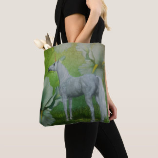 Tote Bag Licorne et fleurs de lys, cheval de fantaisie Art