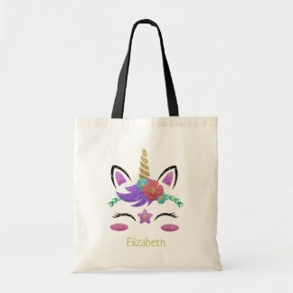 Tote Bag Licorne Girly mignonne de rose d'or de parties