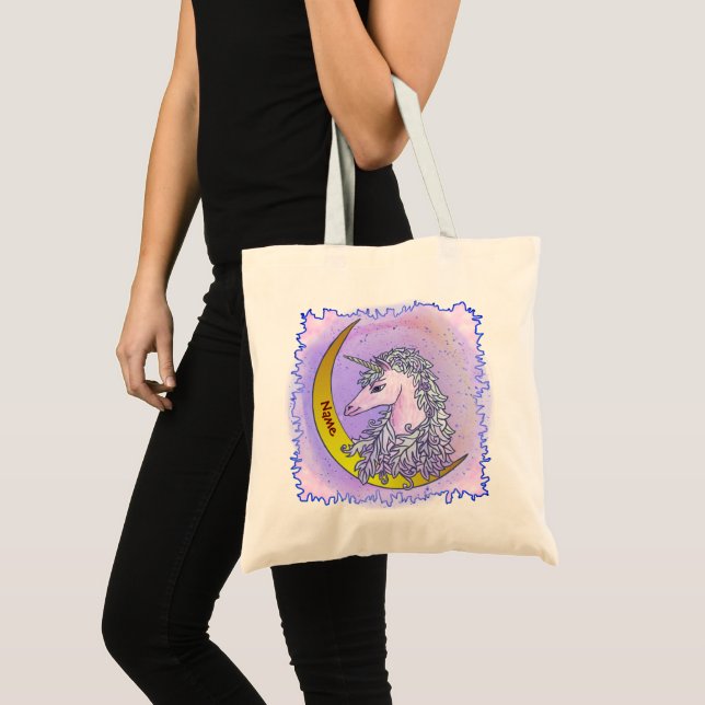 Tote Bag Licorne Lune Nuit Violette (Devant (produit))