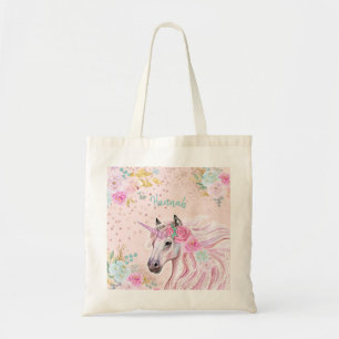 Tote Bag Licorne Magique Rose Féminin