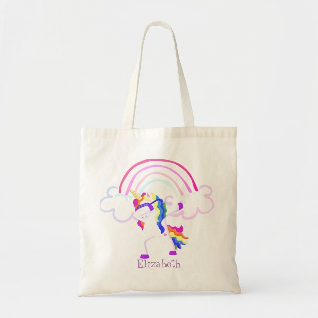 Tote Bag Licorne Magique Tendency Cool, Arc-en-ciel (Devant)