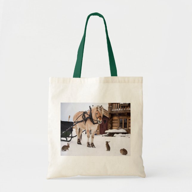 Tote Bag L'idylle de ferme de campagne cheval lapins dans l (Devant)