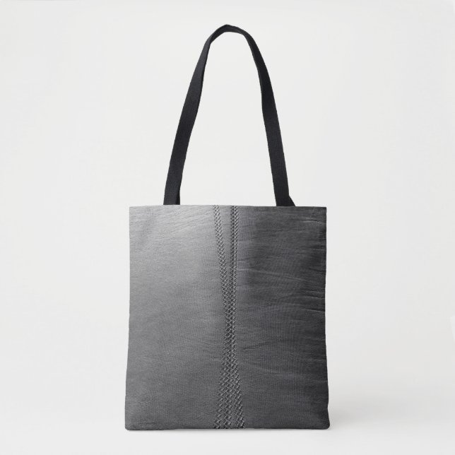 Tote Bag Lien de chaîne en argent sur textile gris (Devant)