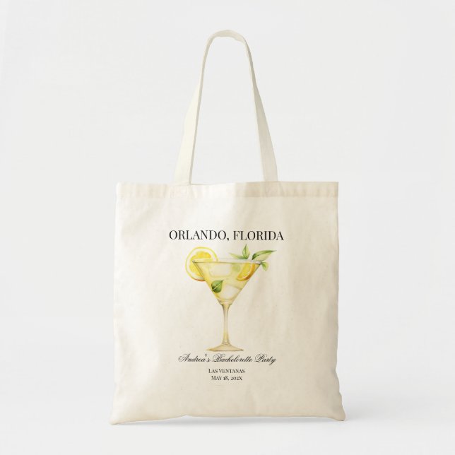 Tote Bag Lieu Personnalisé Citron Cocktail Mariage (Devant)