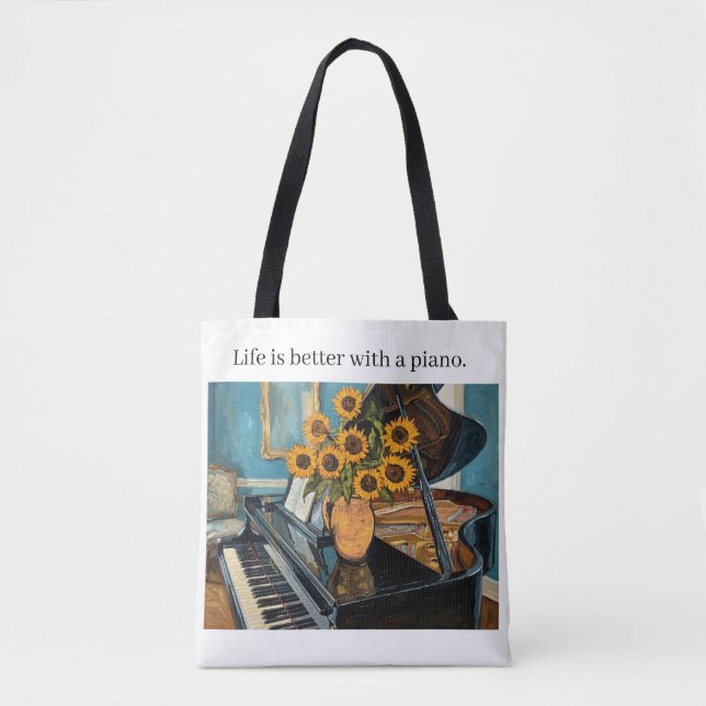 Tote Bag Life is better with a piano - awesome totebag! (Devant)