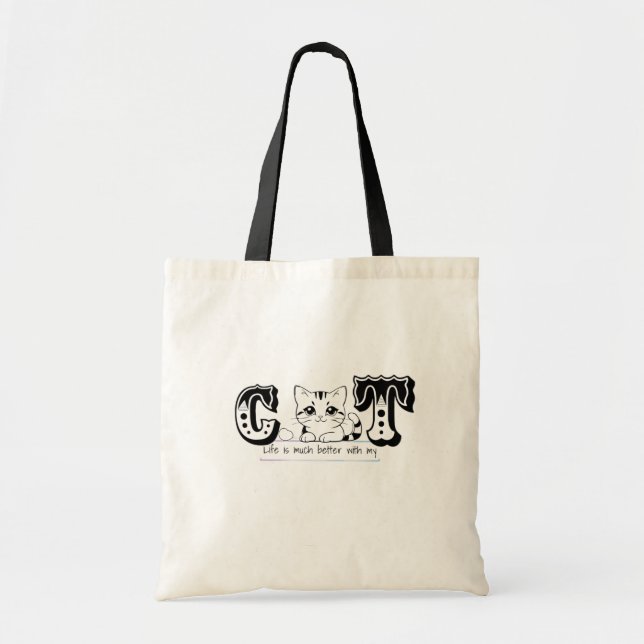 Tote Bag "Life Is Much Better With My Cat – Cute Cat Design (Devant)