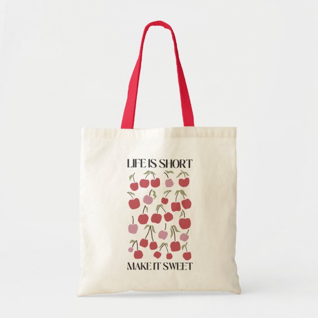 Tote Bag Life Is Short Make It Sweet Quote Boho Wildflower  (Devant)