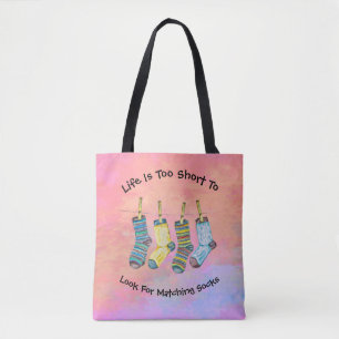 Tote Bag Life Is Short Socks Dit Citations D'Aquarelle Rose