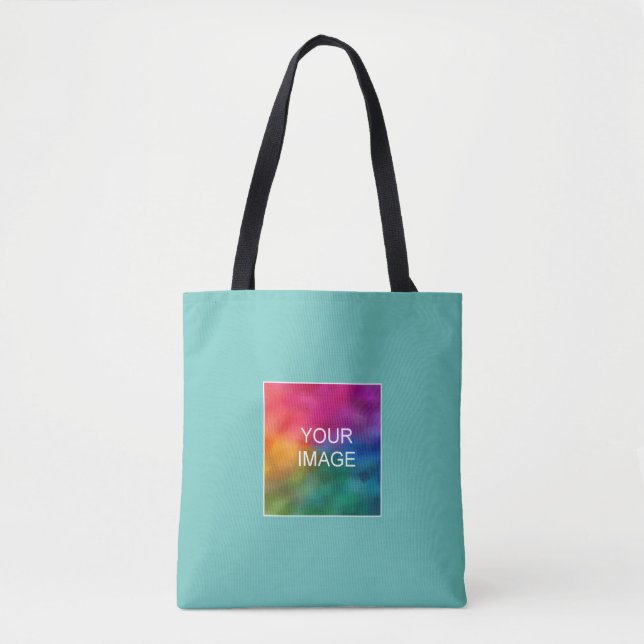 Tote Bag Light Turquoise Ajouter Votre Photo Ici Modèle Per (Devant)