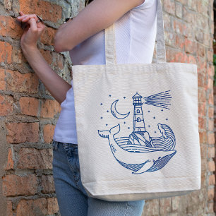 Tote Bag Lighthouse Whale