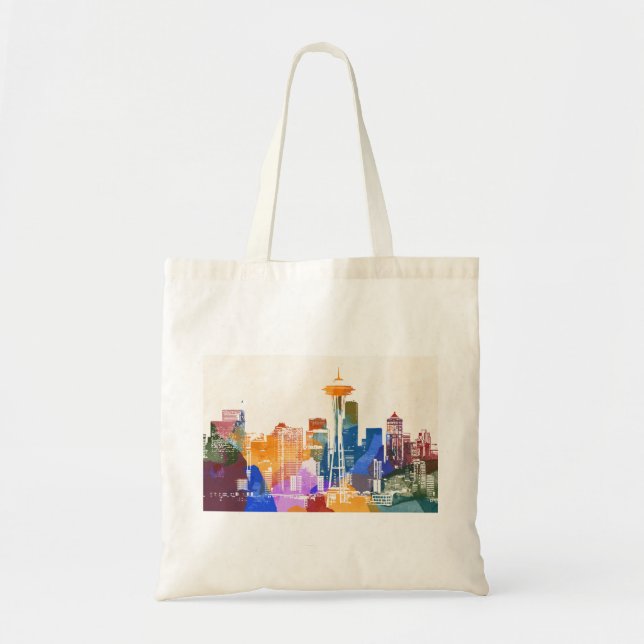 Tote Bag Ligne aérienne colorée Seattle (Devant)