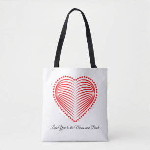 Tote Bag Ligne artistique du cœur romantique illusion d'opt