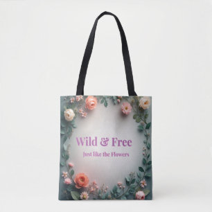 Tote Bag Ligne artistique florale sauvage et libre Design