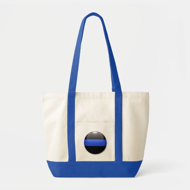 Tote Bag Ligne Bleue Mince - Bouton lumineux (Devant)