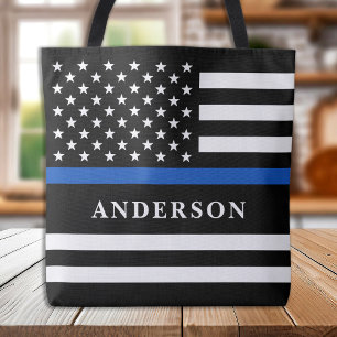 Tote Bag Ligne bleue mince moderne Officier de police perso