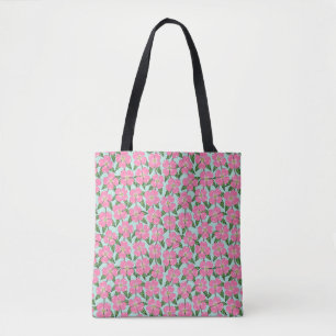 Tote Bag ligne de bois de chien à fleurs roses tirant flora