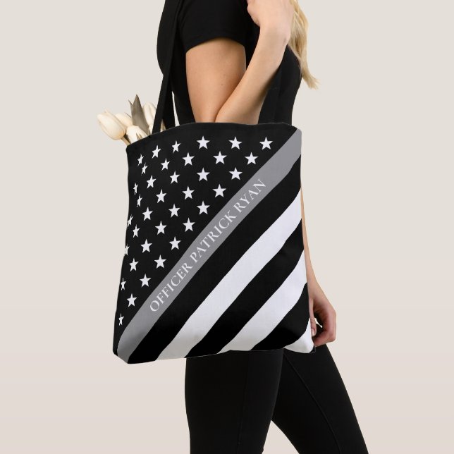 Tote Bag Ligne grise mince monogramme correctionnel de (De près)