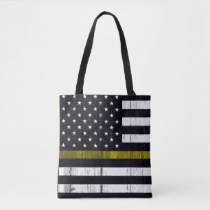 Tote Bag Ligne jaune mince usée drapeau d'expéditeur