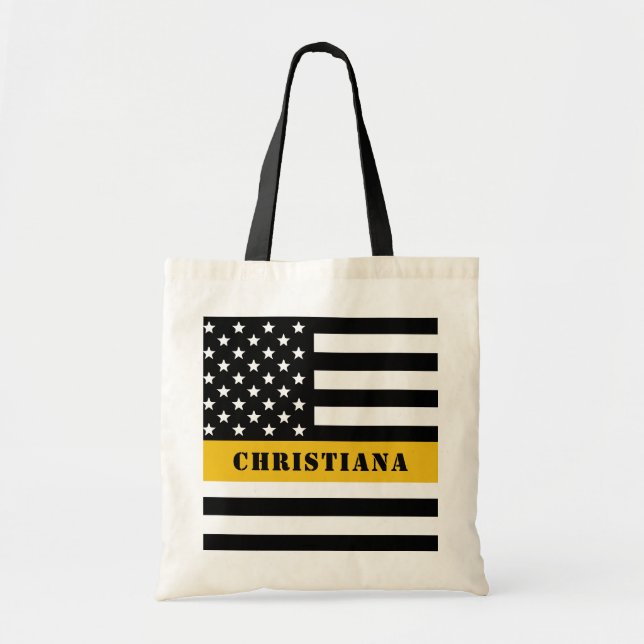 Tote Bag Ligne mince or 911 Dispatcher USA (Devant)