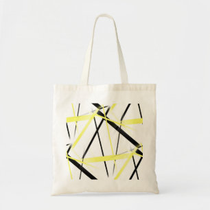 Tote Bag Ligne Moderne Géométrie Cool Blanche Noire Jaune
