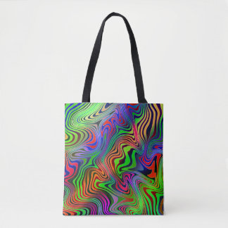Tote Bag ligne psychédélique ondulée multicolore