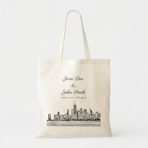 Tote Bag Ligne Skyline Chicago personnalisée