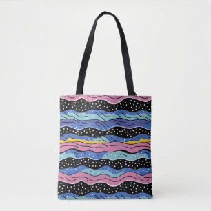 Tote Bag Lignes Abstraites vives avec Pois