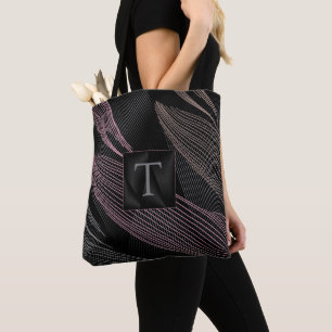Tote Bag Lignes Botaniques Élégantes Modernes Gris Rose Noi