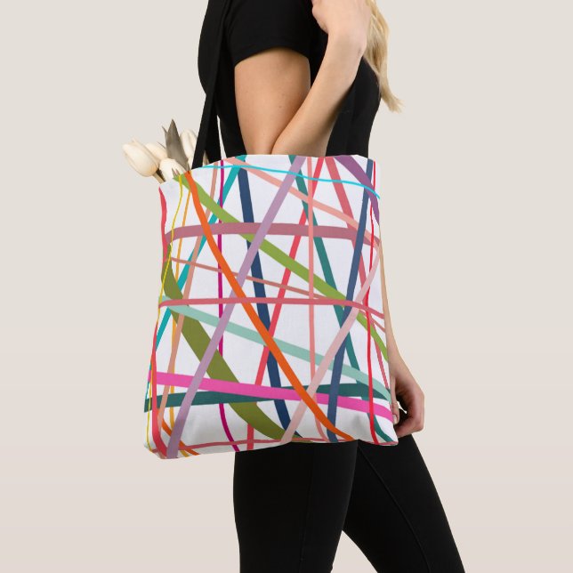 Tote Bag Lignes colorées (De près)