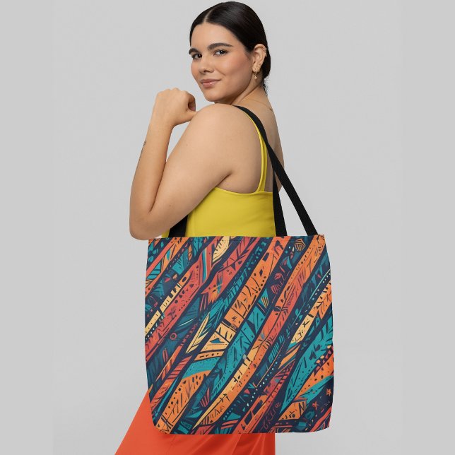 Tote Bag Lignes de diagonale abstraites dynamiques du motif (Créateur téléchargé)