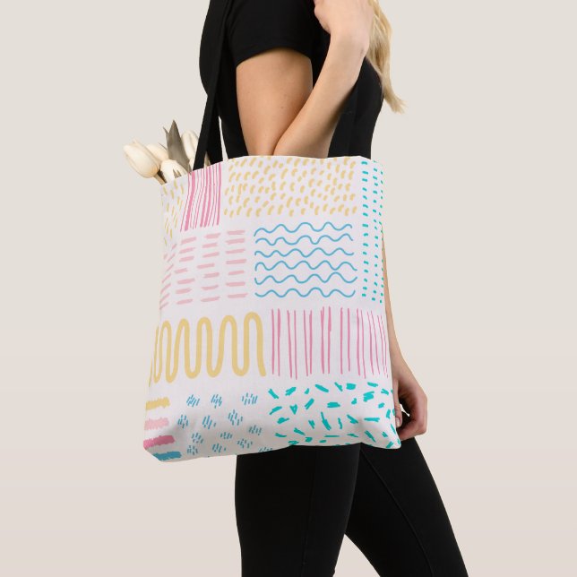 Tote Bag lignes de motif (De près)