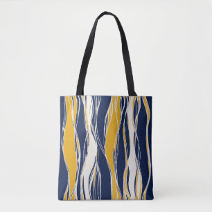 Tote Bag Lignes élégantes, modernes, en bleu marine et ja