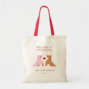 Tote Bag Lignes en papier avec bandes et Pois