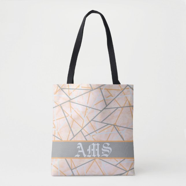 Tote Bag Lignes géométriques modernes ocre et gris (Devant)