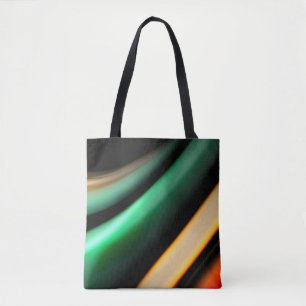Tote Bag Lignes lisses Abstraites en soie sur noir, multico