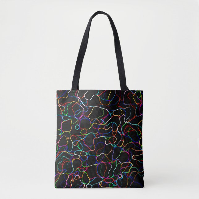 Tote Bag Lignes multicouleurs néon (Devant)