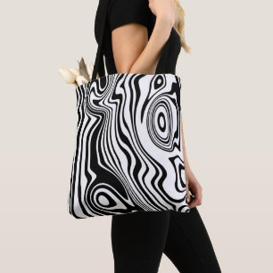 Tote Bag Lignes noires et blanches Abstraites - personnalis