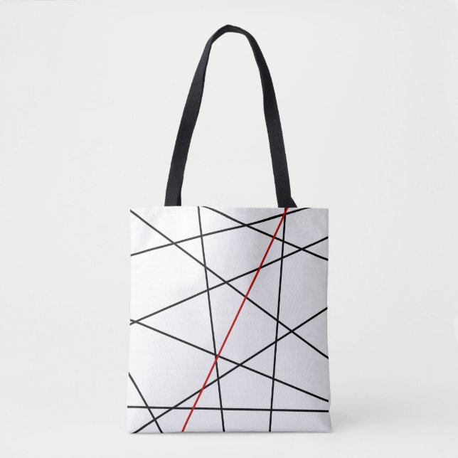 Tote Bag Lignes noires et rouges (Devant)