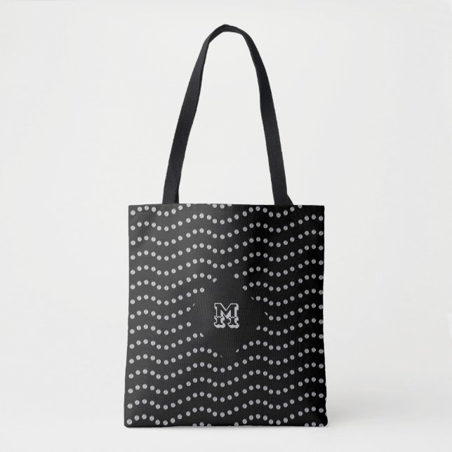 Tote Bag Lignes pointillées en argent élégant (Devant)