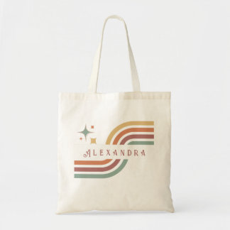 Tote Bag Lignes Rétro Groovy 70s 80s Jaune Orange Vert